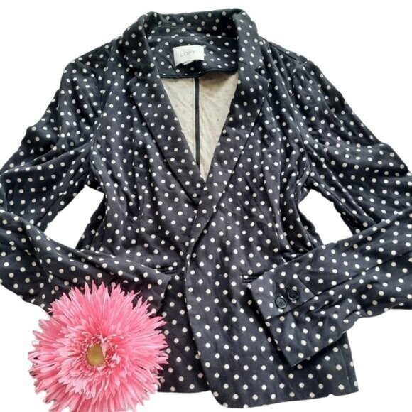 LOFT Jackets & Blazers - LOFT Polka Dots Knit Open Front Blazer